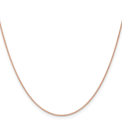 14K Roségold 1mm Massiv Poliert Ährenkette mit Karabinerverschluss Halskette