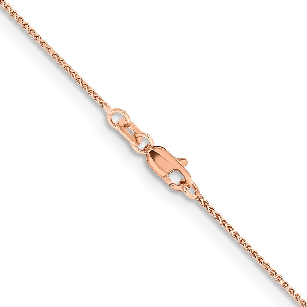 14K Roségold 1mm Massiv Poliert Ährenkette mit Karabinerverschluss Halskette