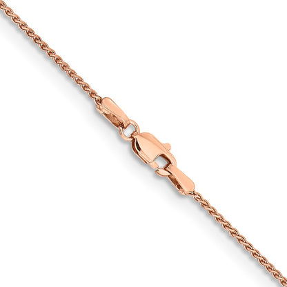 14K Roségold 1.25mm Massiv Poliert Ährenkette mit Karabinerverschluss Halskette