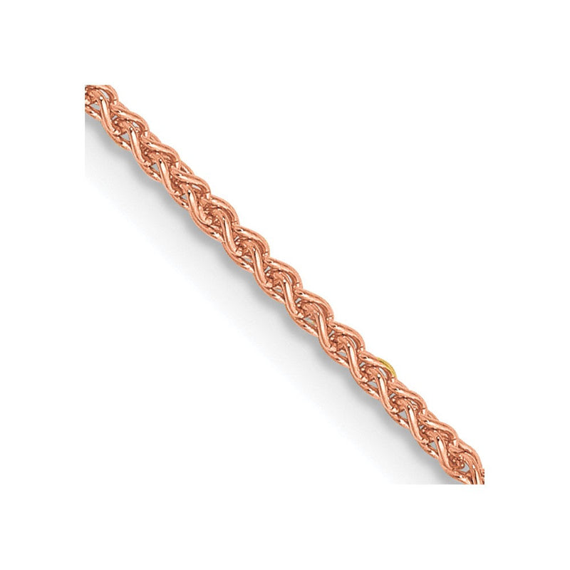 14K Roségold 1.25mm Massiv Poliert Ährenkette mit Karabinerverschluss Halskette