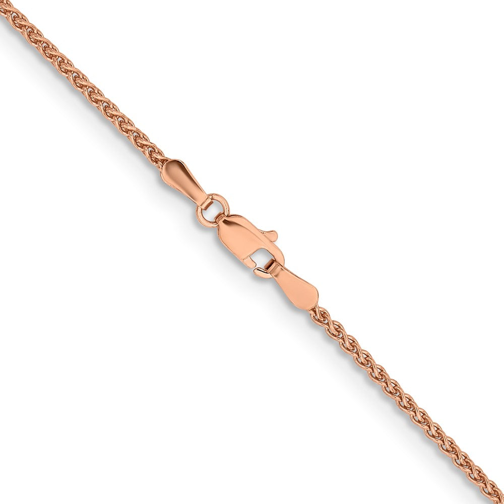 14K Roségold 1.7mm Massiv Poliert Ährenkette mit Karabinerverschluss Halskette