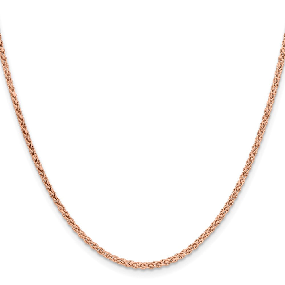 14K Roségold 2.1mm Massiv Poliert Ährenkette mit Karabinerverschluss Halskette