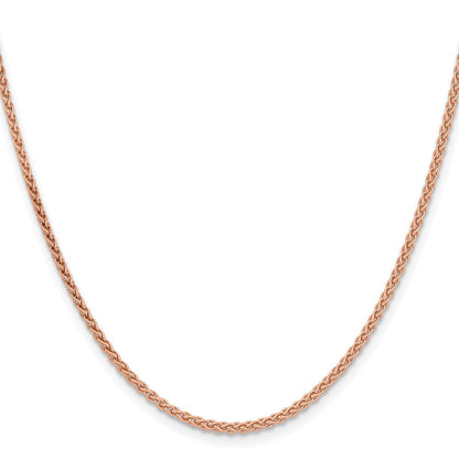 14K Roségold 2.1mm Massiv Poliert Ährenkette mit Karabinerverschluss Halskette
