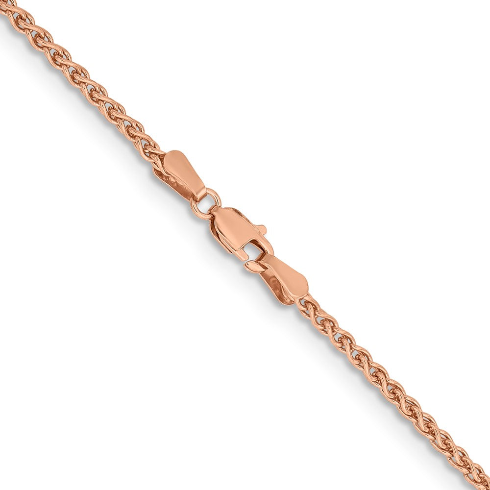 14K Roségold 2.1mm Massiv Poliert Ährenkette mit Karabinerverschluss Halskette