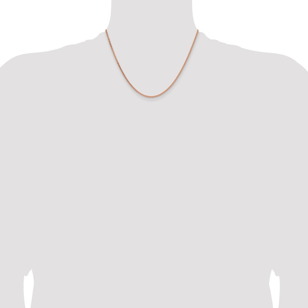 14K Roségold 2.1mm Massiv Poliert Ährenkette mit Karabinerverschluss Halskette
