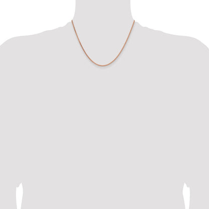 14K Roségold 2.1mm Massiv Poliert Ährenkette mit Karabinerverschluss Halskette
