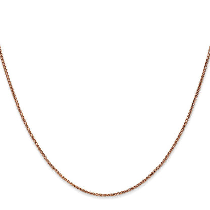 14K Roségold 1.25mm Diamantiert Ährenkette mit Karabinerverschluss Halskette