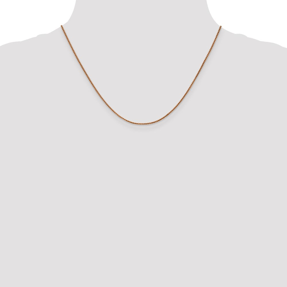 14K Roségold 1.25mm Diamantiert Ährenkette mit Karabinerverschluss Halskette