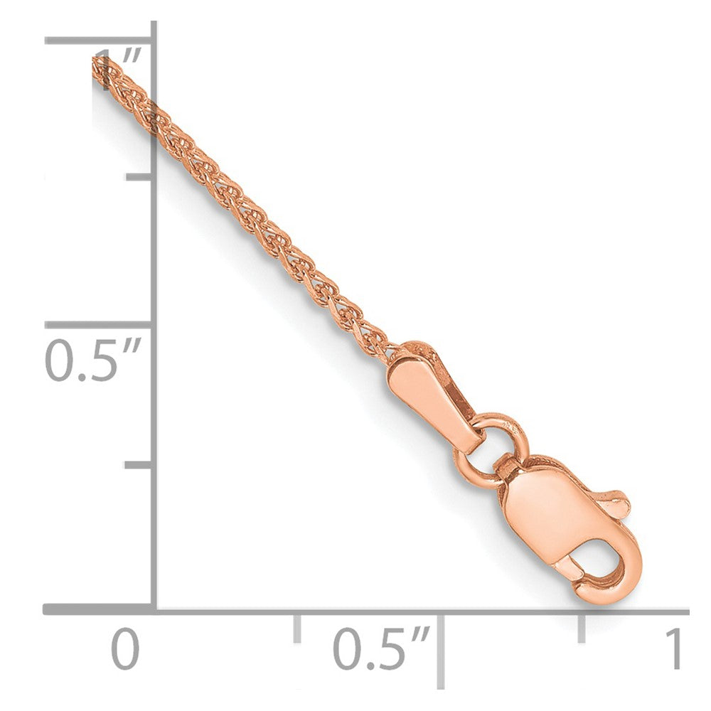 14K Roségold 1.25mm Diamantiert Ährenkette mit Karabinerverschluss Gliederarmband