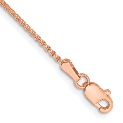 14K Roségold 1.25mm Diamantiert Ährenkette mit Karabinerverschluss Gliederarmband