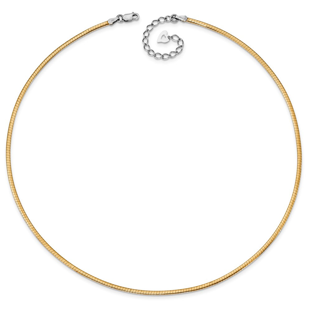 16 Zoll Sterlingsilber Gold-beschichtet 2mm Wendbar mit 2 Zoll Verlängerung Cubetto Halskette