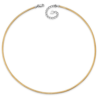 16 Zoll Sterlingsilber Gold-beschichtet 2mm Wendbar mit 2 Zoll Verlängerung Cubetto Halskette