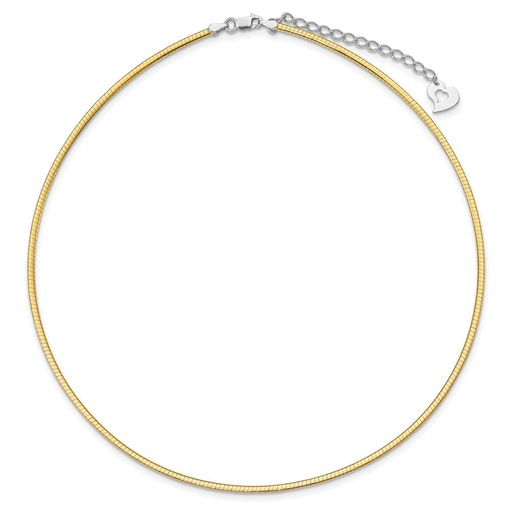 16 Zoll Sterlingsilber Gold-beschichtet 2mm Wendbar mit 2 Zoll Verlängerung Cubetto Halskette