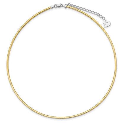 16 Zoll Sterlingsilber Gold-beschichtet 2mm Wendbar mit 2 Zoll Verlängerung Cubetto Halskette