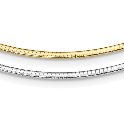 16 Zoll Sterlingsilber Gold-beschichtet 2mm Wendbar mit 2 Zoll Verlängerung Cubetto Halskette
