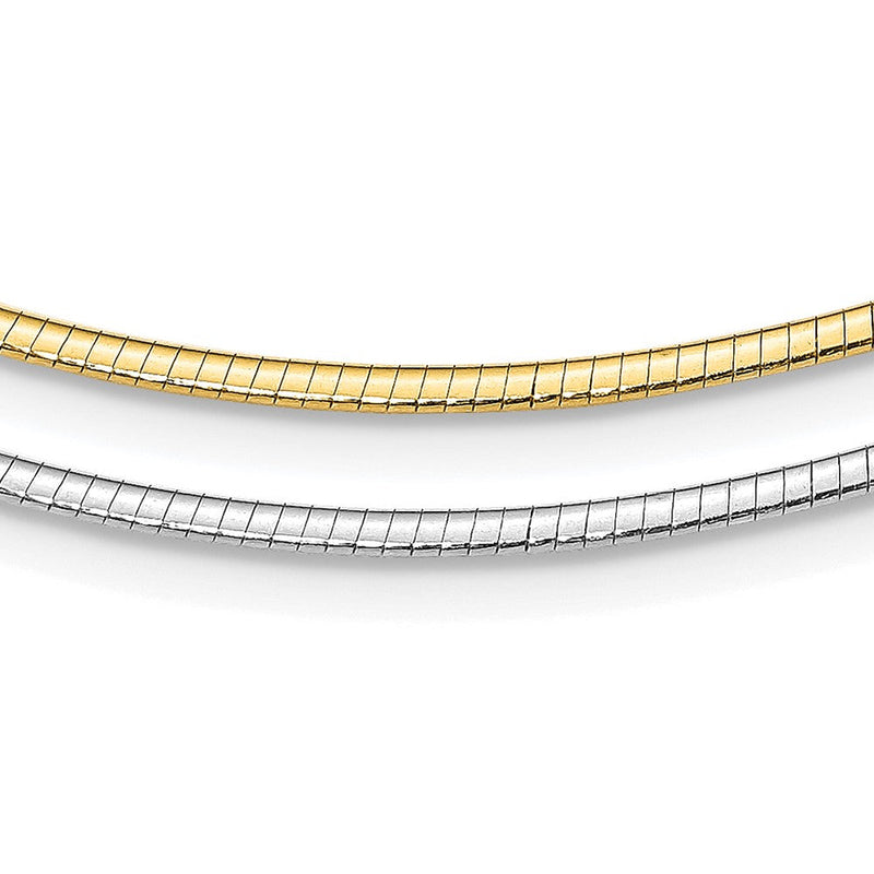 16 Zoll Sterlingsilber Gold-beschichtet 2mm Wendbar mit 2 Zoll Verlängerung Cubetto Halskette