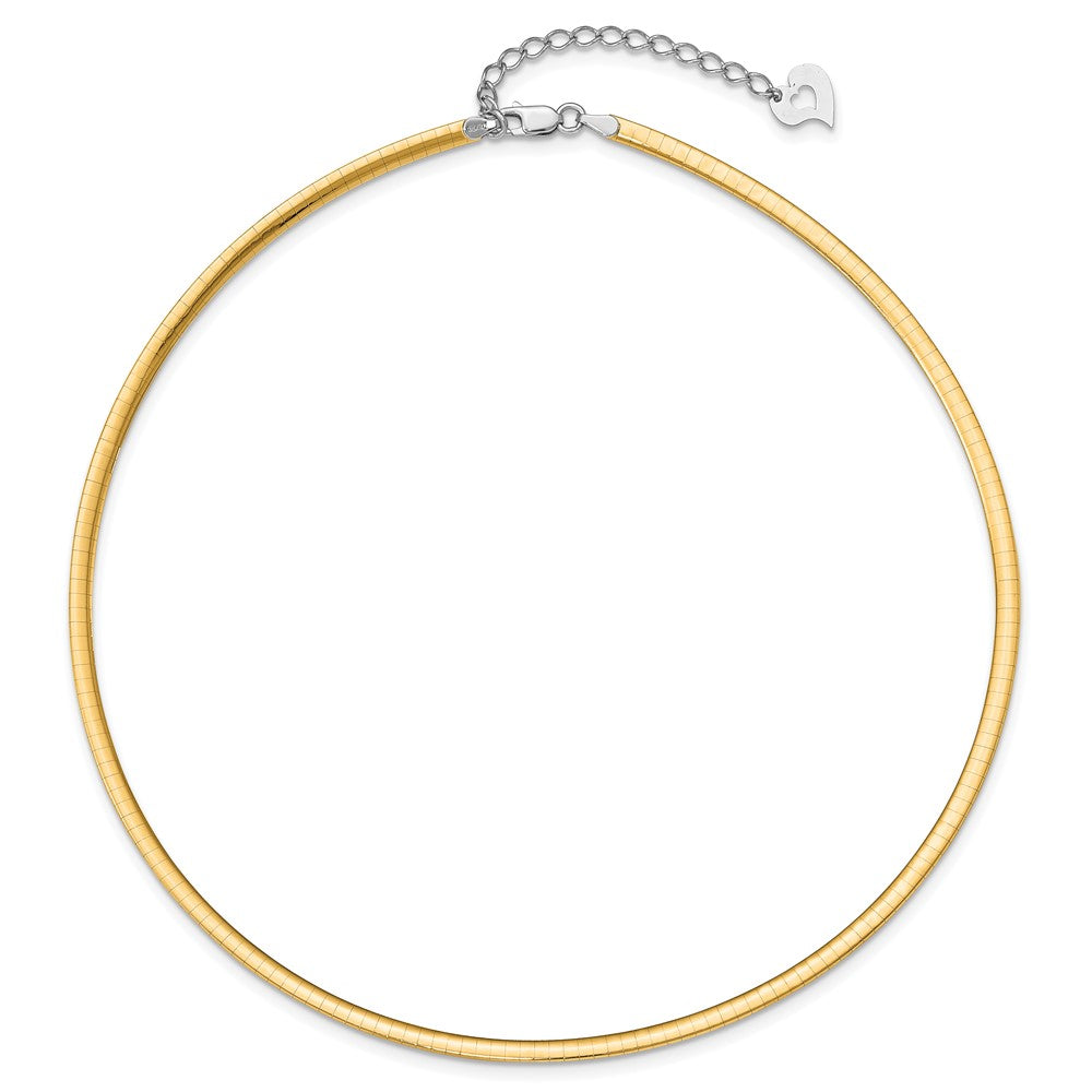Sterlingsilber Gold-beschichtet 3mm Wendbar mit 2 Zoll Verlängerung Cubetto Halskette