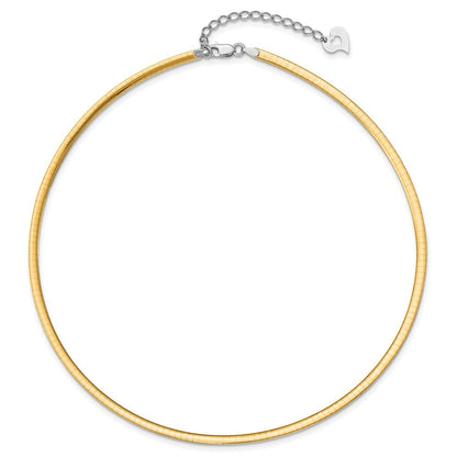 Sterlingsilber Gold-beschichtet 3mm Wendbar mit 2 Zoll Verlängerung Cubetto Halskette