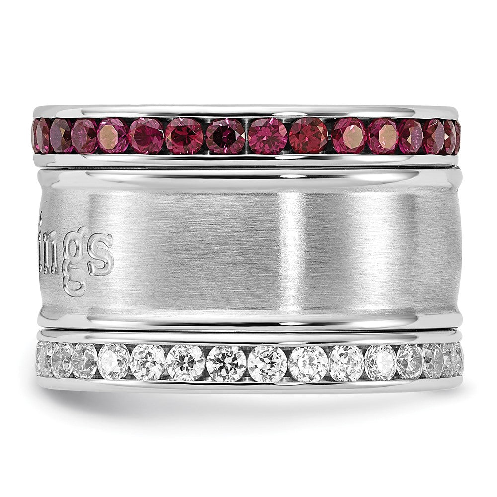 Edelstahl Nhl Detroit Rot Flügel Kristall Dreifach Ring Set