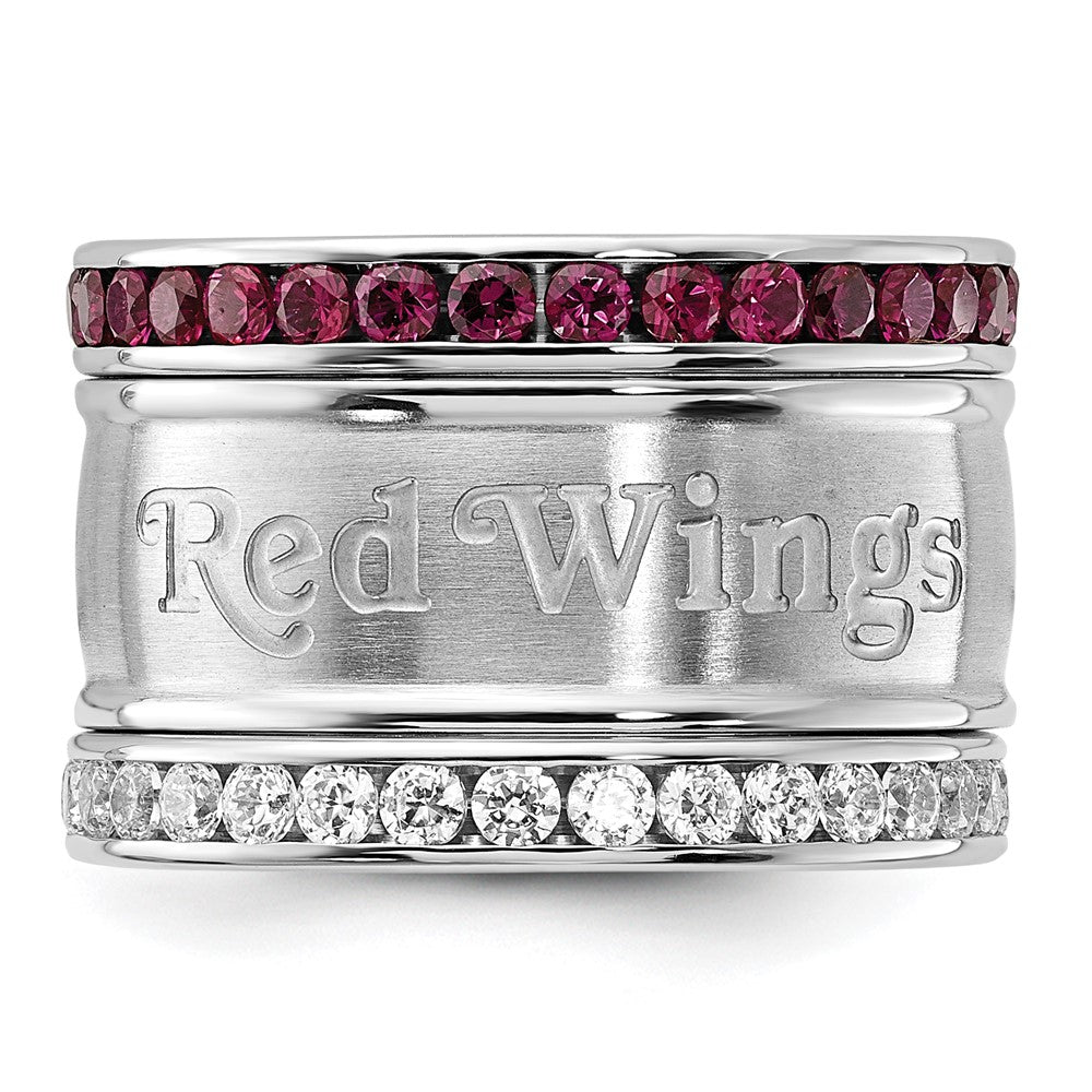 Edelstahl Nhl Detroit Rot Flügel Kristall Dreifach Ring Set
