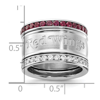 Edelstahl Nhl Detroit Rot Flügel Kristall Dreifach Ring Set