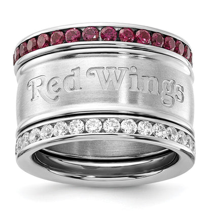 Edelstahl Nhl Detroit Rot Flügel Kristall Dreifach Ring Set