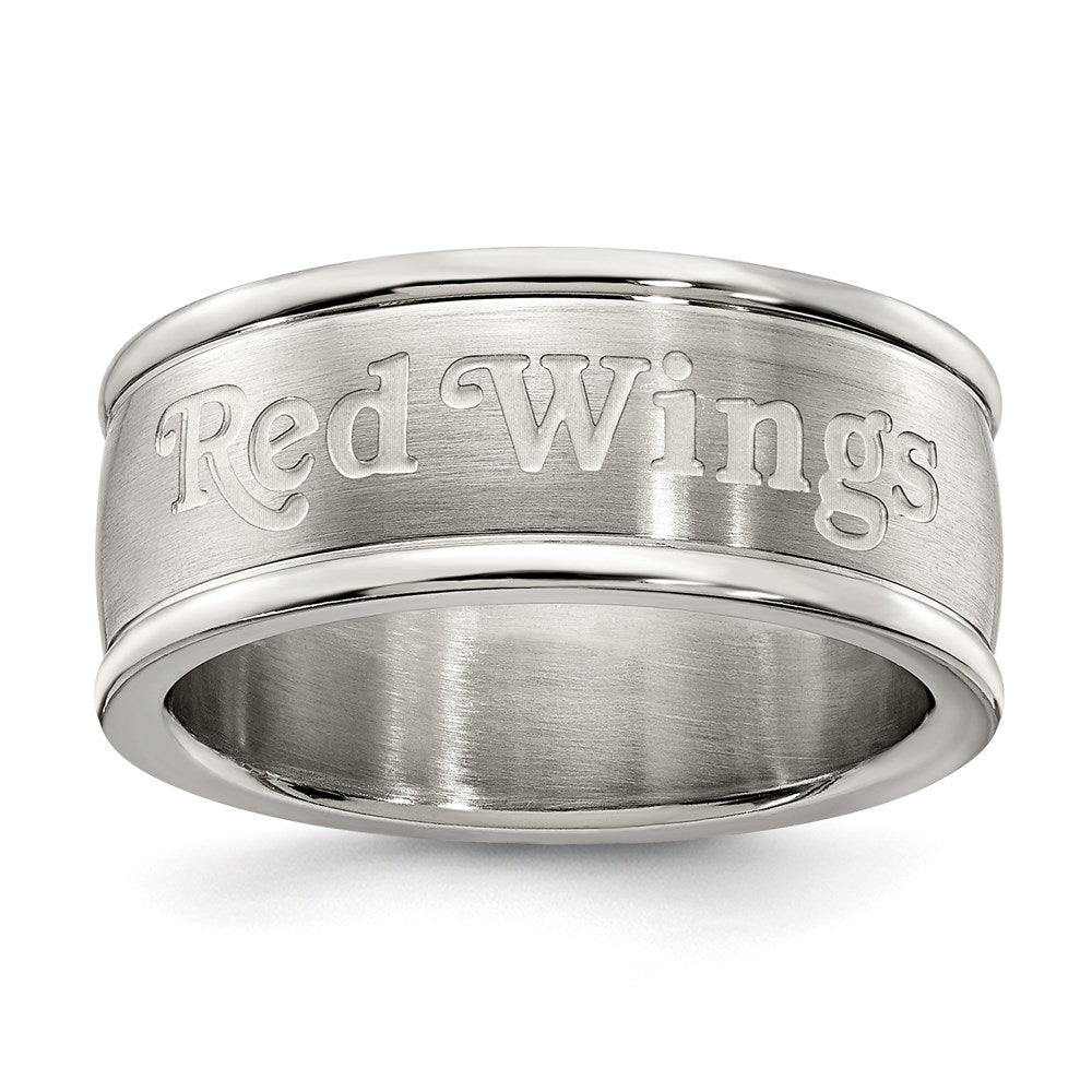 Edelstahl Detroit Rot Flügel Logo Ring Größe 9