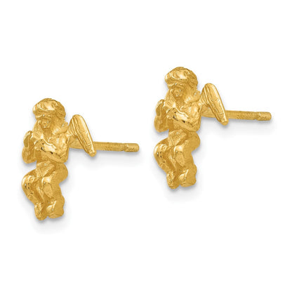 14K Gelbgold Poliert & Diamantiert Engel Ohrringe