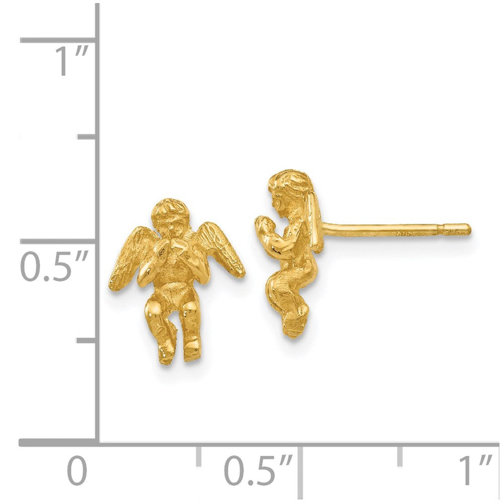 14K Gelbgold Poliert & Diamantiert Engel Ohrringe