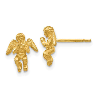 14K Gelbgold Poliert & Diamantiert Engel Ohrringe