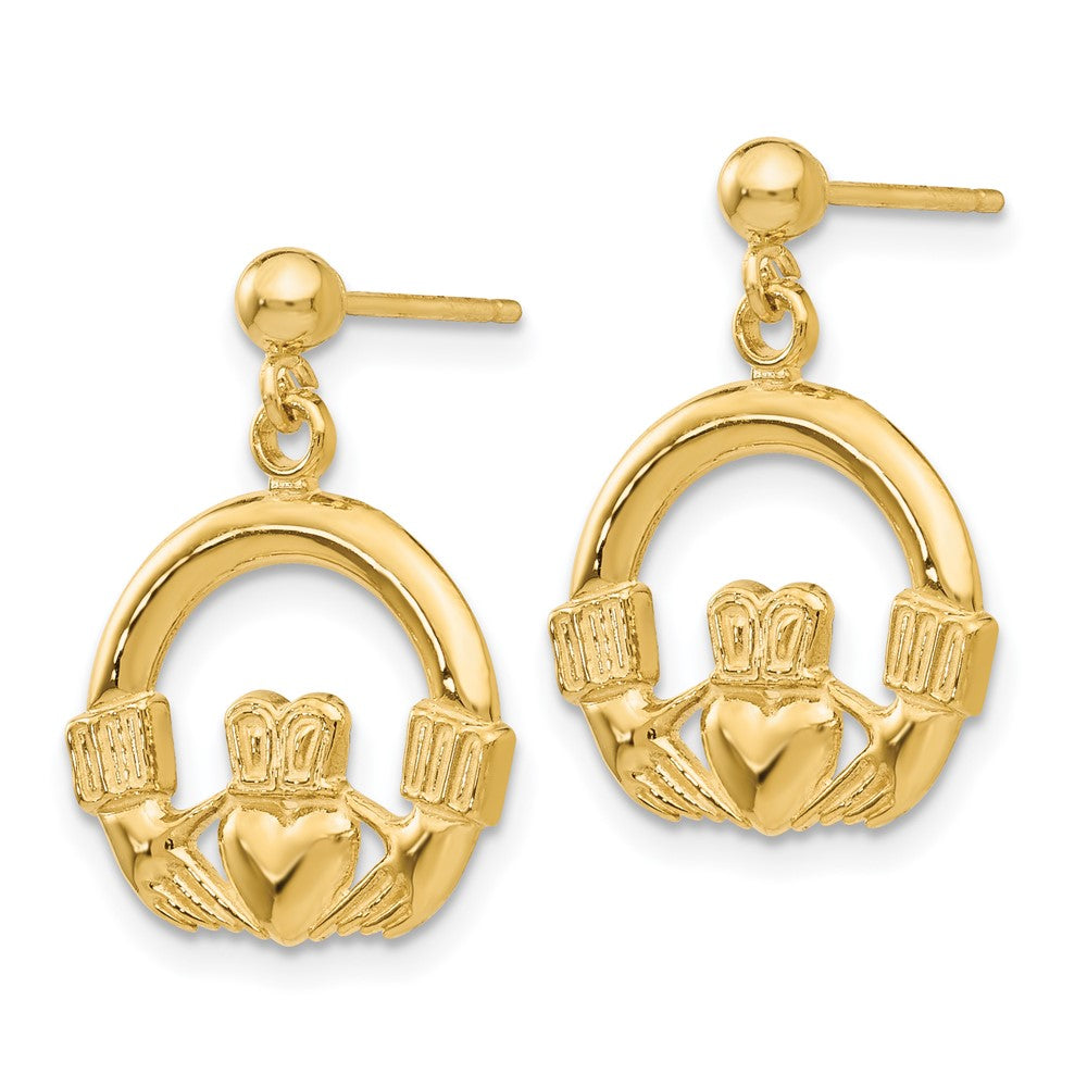 14K Gelbgold Dangling Claddagh Ohrstecker