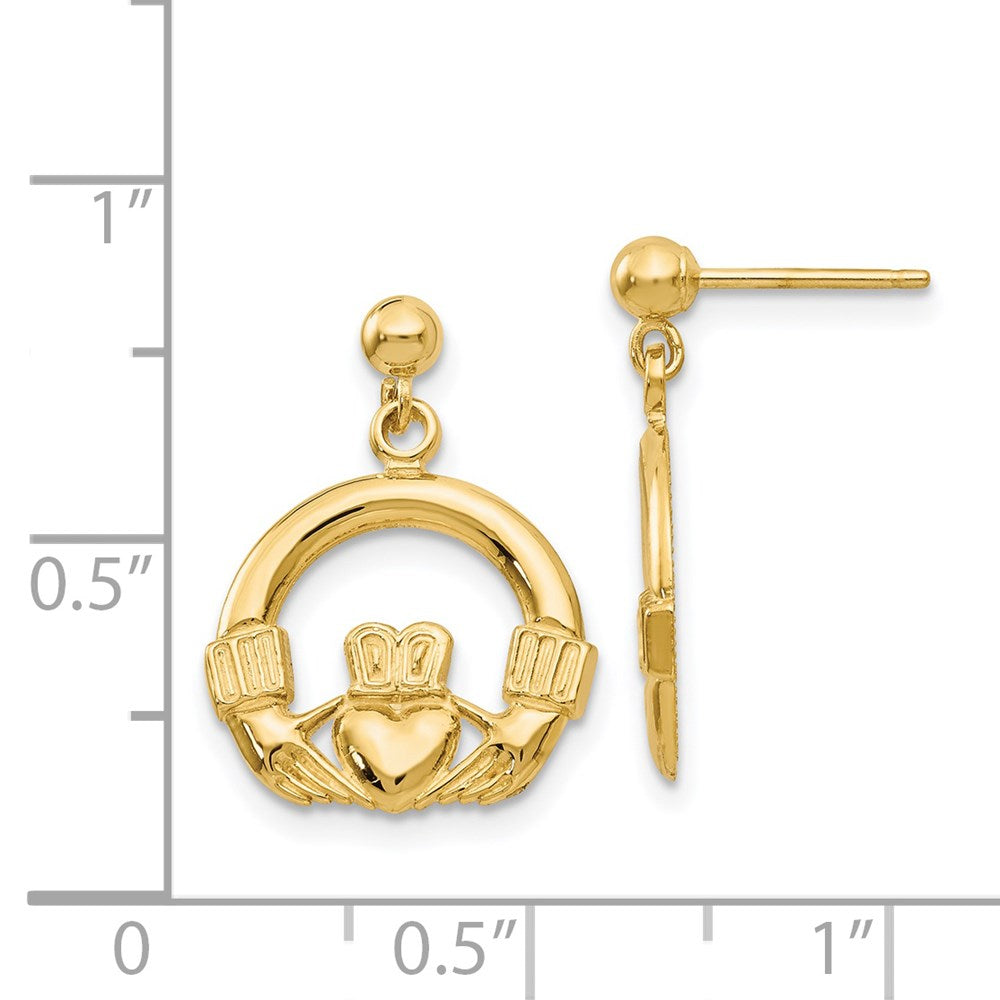 14K Gelbgold Dangling Claddagh Ohrstecker