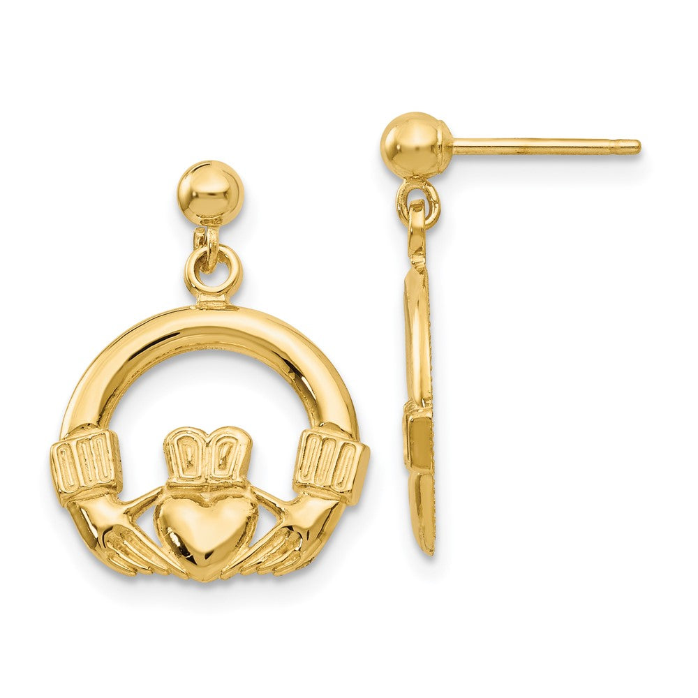 14K Gelbgold Dangling Claddagh Ohrstecker