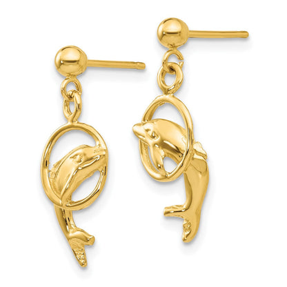 14K Gelbgold Delfin Ohrringe