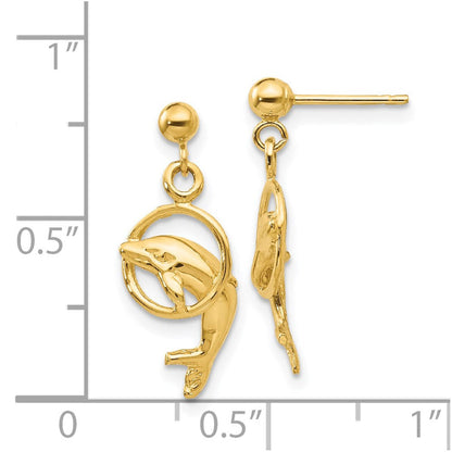 14K Gelbgold Delfin Ohrringe