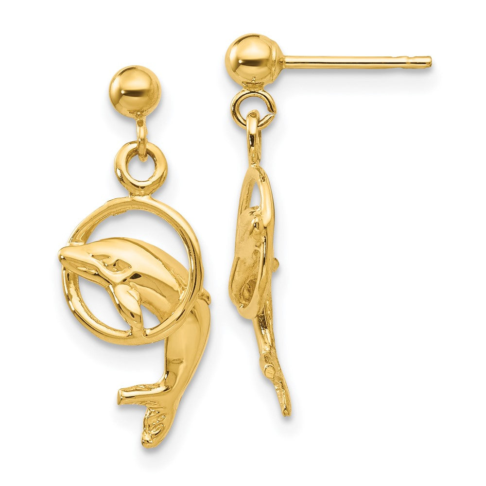 14K Gelbgold Delfin Ohrringe