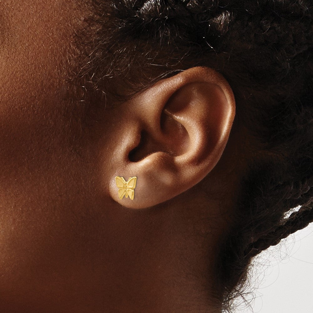 14K Gelbgold Poliert Schmetterling Ohrstecker