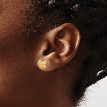 14K Gelbgold Poliert Schmetterling Ohrstecker