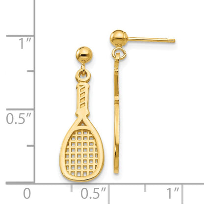 14K Gelbgold Poliert Schläger Hängend Ohrstecker