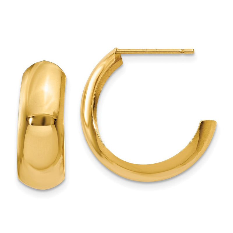 14K Gelbgold Poliert 6.5mm J- Creolen