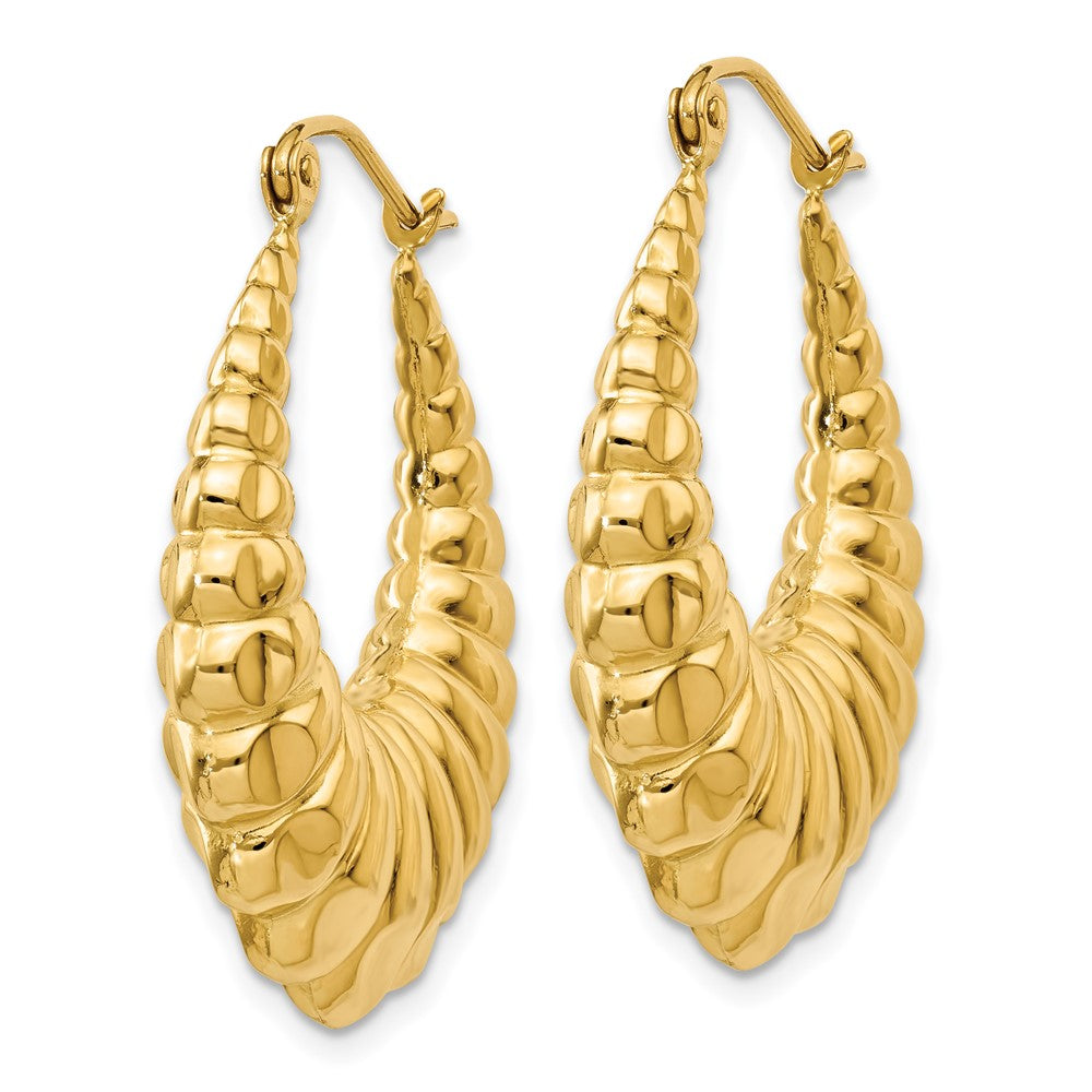 14K Gelbgold Poliert Gewellt Hohl Creolen