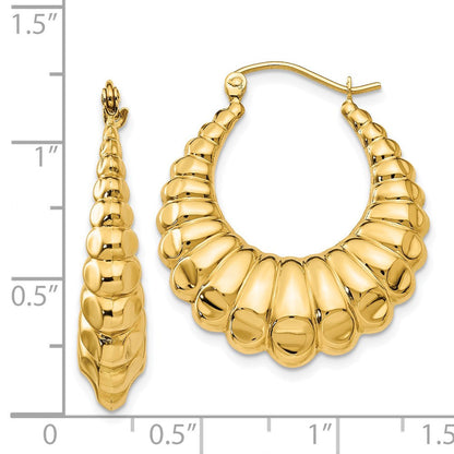 14K Gelbgold Poliert Gewellt Hohl Creolen