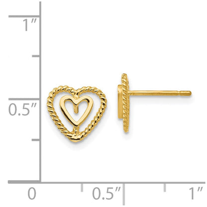 14K Gelbgold Herz Ohrringe