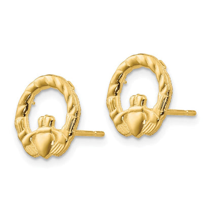 14K Gelbgold Claddagh Ohrstecker