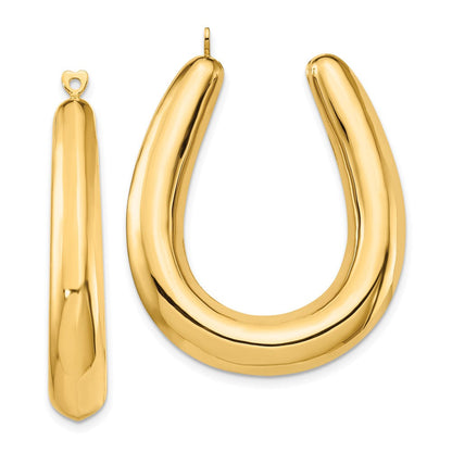 14K Gelbgold Poliert Hohl Creole Ohrring Jacken