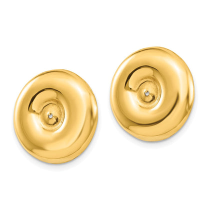 14K Gelbgold Poliert Rund Fantasie Ohrring Jacken