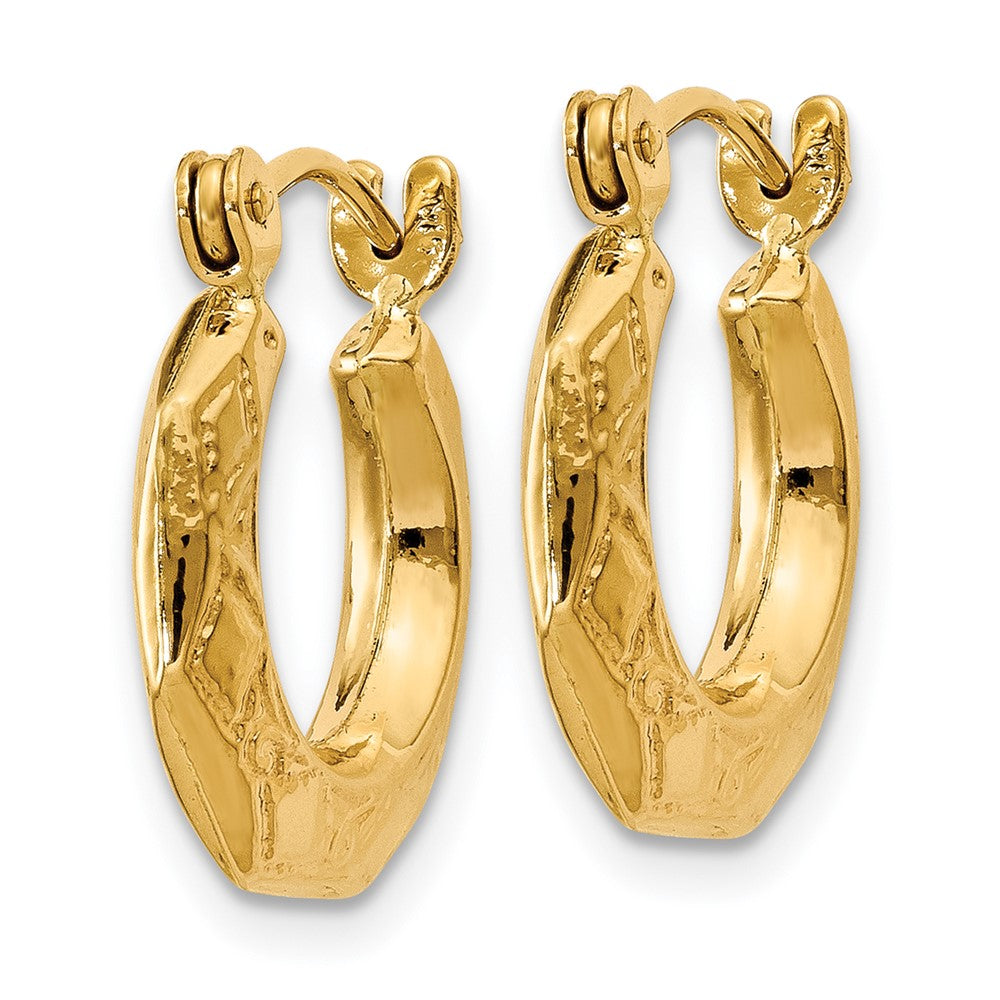 14K Gelbgold Poliert Gemustert Hohl Creolen