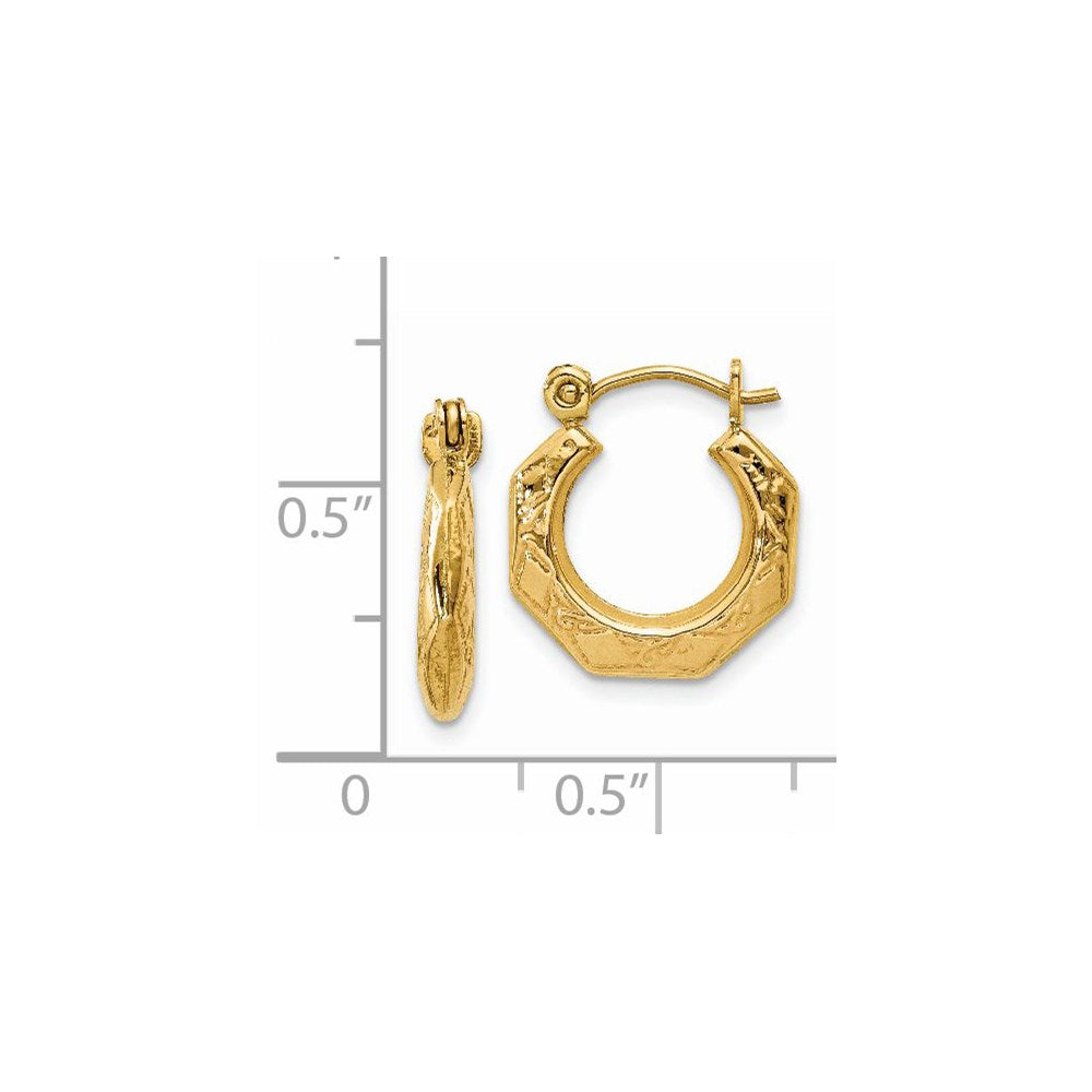 14K Gelbgold Poliert Gemustert Hohl Creolen