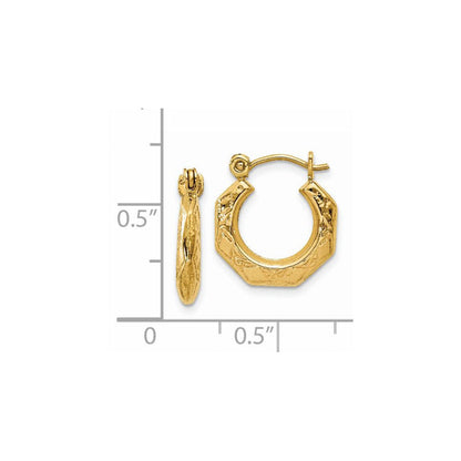 14K Gelbgold Poliert Gemustert Hohl Creolen