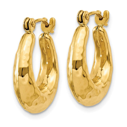 14K Gelbgold Gehämmert Fantasie Hohl Creolen